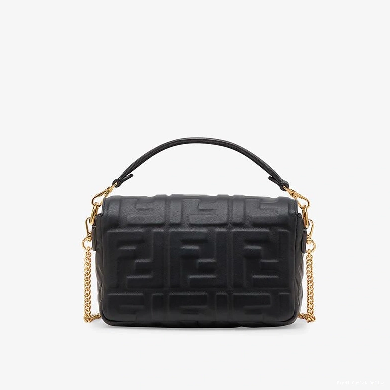 Affordable FF Bag Leather Fendi In Baguette Mini Nappa Black Motif 0803